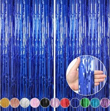 2 Pack 3.3 x 9.9 ft Dark Blue Foil Fringe Curtains Party Decorations,Blue Tinsel