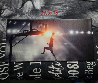 Dynamic Basketball Slam Dunk Gallery Wrap Canvas 37.5x18 Sports Wall Art