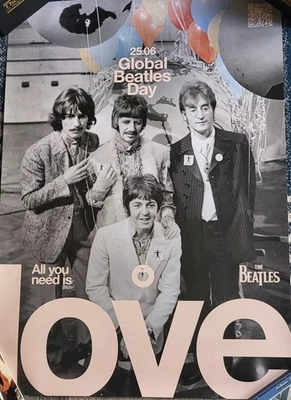 Full Set Global Beatles Day Posters Plus Badge Set - Image 1 of 4