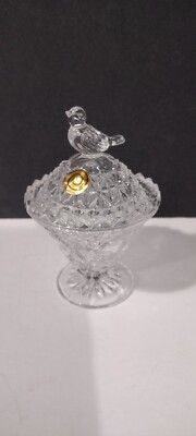 West Germany 24% Pbo Lead Crystal TRINKET BOWL BOX GERMAN BYRDES BIRD NEST DISH
