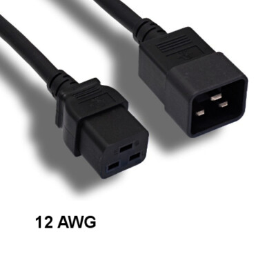LOT10 10' Black Heavy Duty Power Cord IEC60320 C19 to C20 12AWG 20A/250V PDU UPS