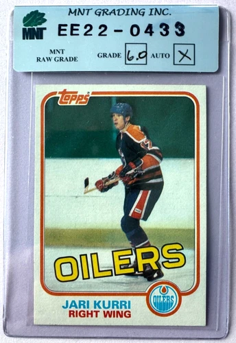 1981-82 TOPPS NHL HOCKEY ROOKIE CARD #18 JARI KURRI OILERS MNT RAWGRADE 6 ENM RC