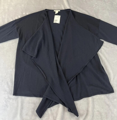 H&M basic womens open front blue long sleeve cardigan size Large