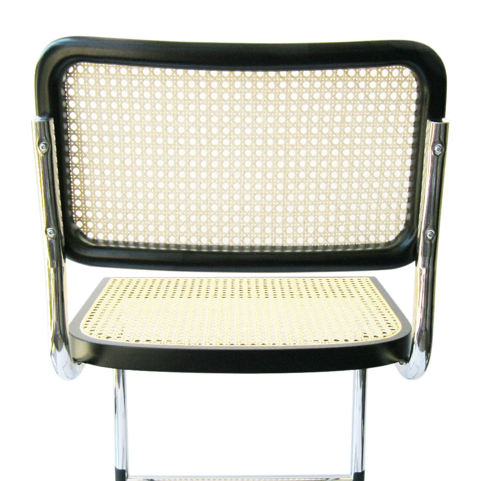 Marcel Breuer Cesca 24" mostrador / 28" taburete de bar con marco cromado bastón asiento y respaldo Foto 3 de 4