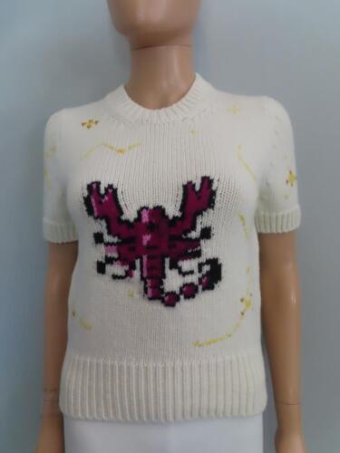 Christian Dior Ivory/Multicolor Wool/Cashmere Scorpio Zodiac Sweater F 36/US 4 - Afbeelding 1 van 13