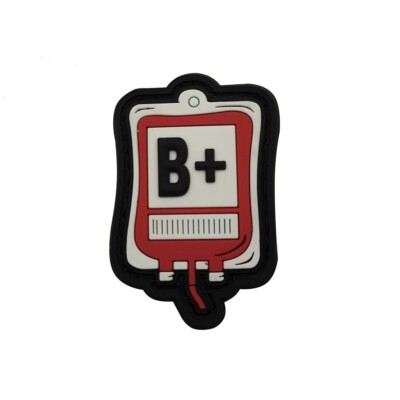 3D PVC Blood Type B+ Positive Transfusion Kit Rubber Hook Loop Patch Red White