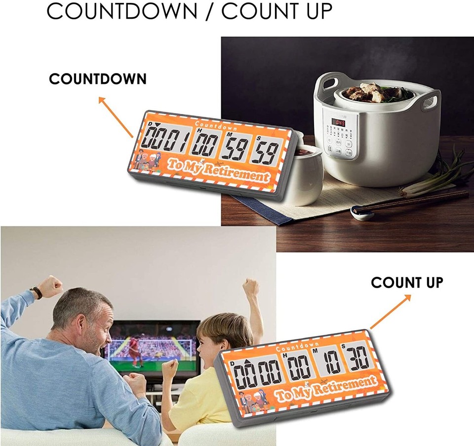 Digital Count Up Timer Code Digital 9999 Days Timer Count-up/Count down Clock Magnet Loud Alarm ...