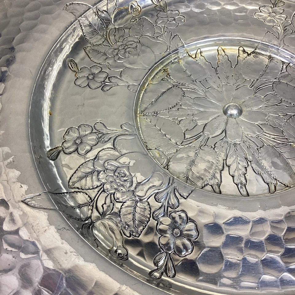 Large 16”D Floral Lazy Susan With Glass Tray For Chips N Dip And Appetizers - Image 4 of 4