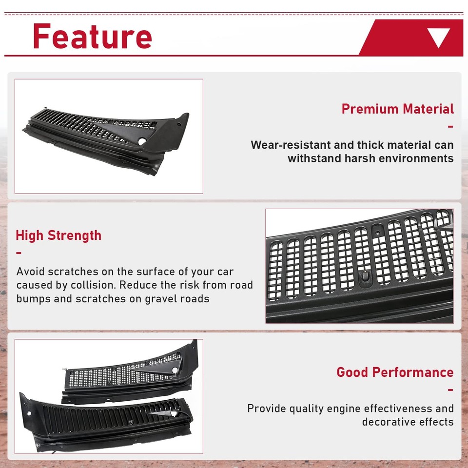 Windshield Wiper Cowl Vent Grille Compatible with 19992007 Ford F250