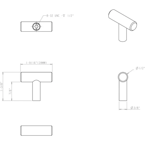 1.5" Stainless Steel Kitchen Cabinet T Knob Vanity Pulls Furniture Hardware 39SS - Picture 3 of 3