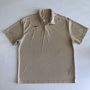 NIKE Men's GOLF DRI-FIT Beige Waffle Embroidered Swoosh Logo SS Polo Shirt  Sz XL | eBay