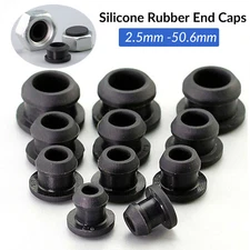 2.5~50.6mm Snap-on Hole Plug Silicone Rubber Blanking End Cap Seal Stopper Black