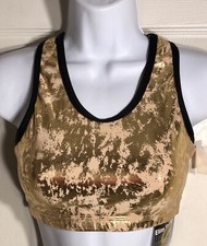 GK CHEER CROP TOP ADULT SMALL GOLD FLORENTINE RACERBACK BLACK DRYTECH AS NWT 
