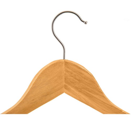Natural wooden angled Clothes hangers with notches and bar for Suit, Top, Shirt - Picture 11 of 18