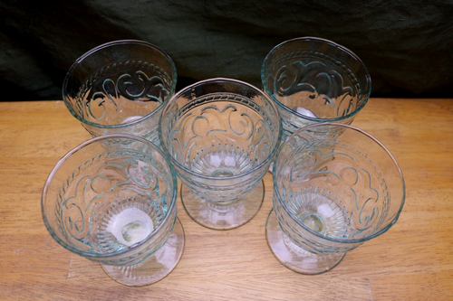 Villeroy & Boch Pavillion Green Textured Glass Pitcher & 5 Footed Tumblers - Picture 2 of 17