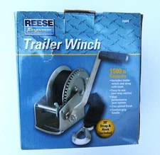 Reese Towpower 1500 LB Trailer Winch w/ Strap & Hook