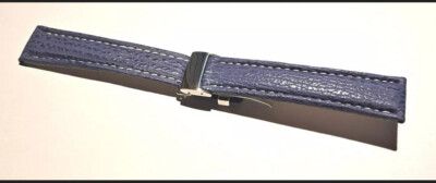 BOB Echt Haifisch Faltschliessenuhrenarmband 22/20mm Blau inklusive Faltschließe