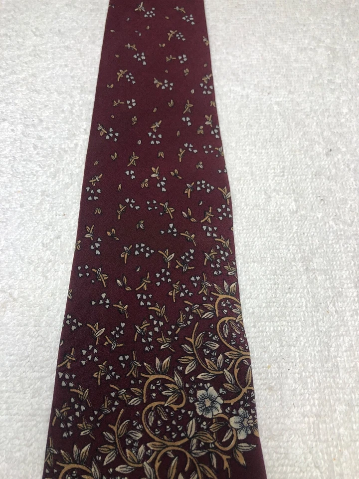 LANVIN CORBATA HOMBRE BORGOÑA CON MARRÓN Y DORADO 3,5 X 55 Foto 3 de 4