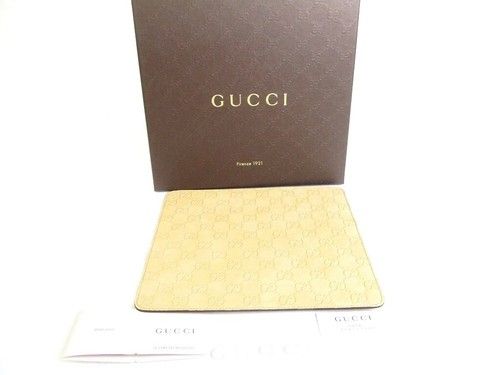 Authentic GUCCI Guccissima Beige Leather Mouse Pad #a767