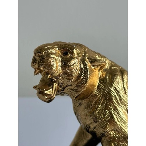 24K Gold-Plated Tiger Statue - Japanese Metal Crafts - Picture 5 of 9