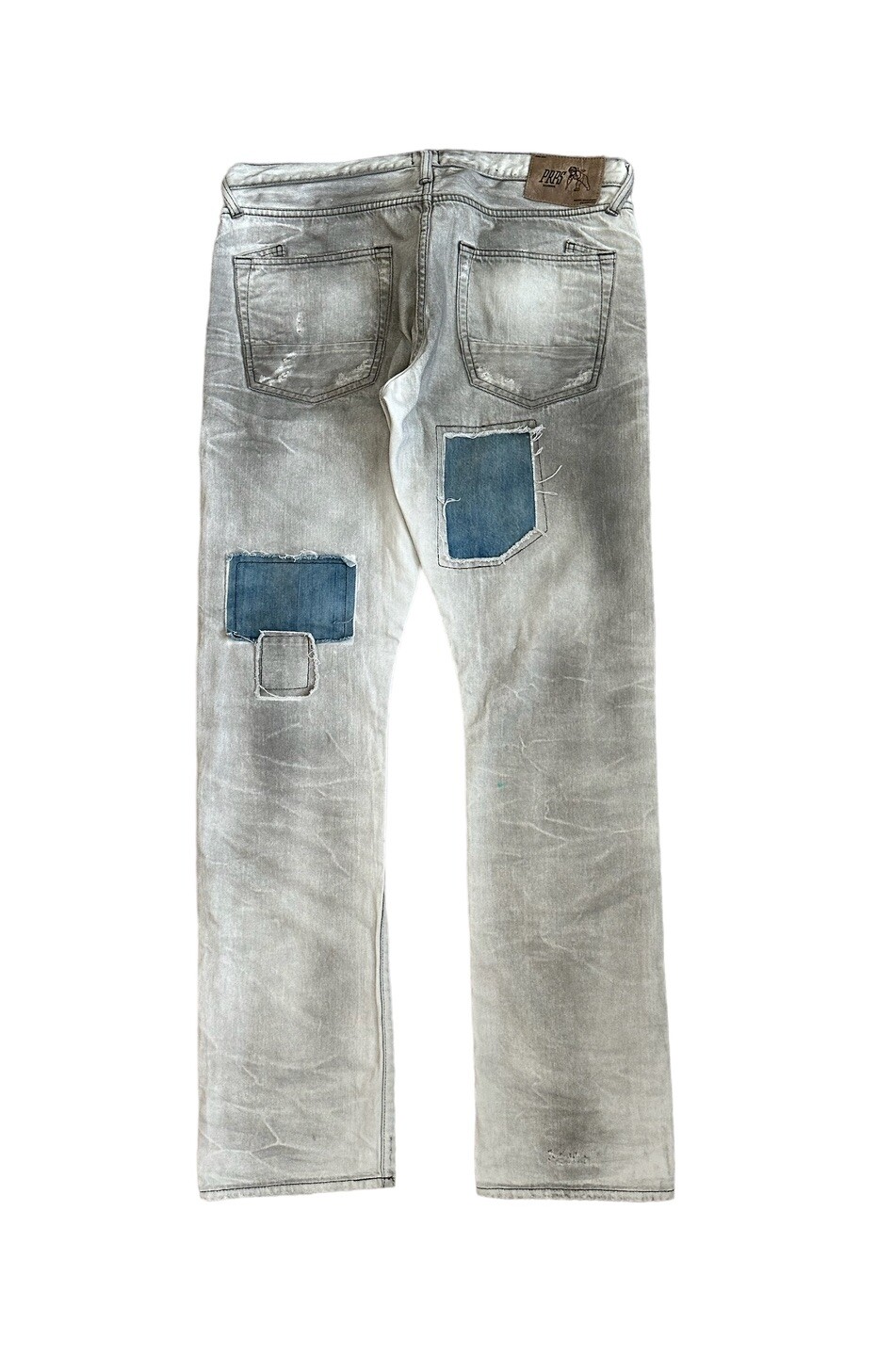 PRPS Demon Distressed Denim Patch Button Fly Slim… - image 2