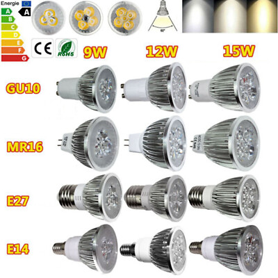 Dimmable LED Spotlight Bulbs GU10 MR16 E27 E14 9W 12W 15W Bright Lamps 110V 220V