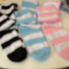 Unisex Kids Striped Cotton Crew Socks 3 Pairs, Multicolor, Size M