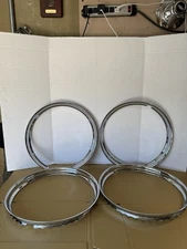 (4) 15 INCH STAINLESS STEEL CHROME PLATED BEAUTY/TRIM RINGS,HOT ROB, SMOOTH
