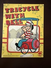 Vintage Wind-Up Tricycle with Bell Tin Toy Child Rider Original Box 1970s