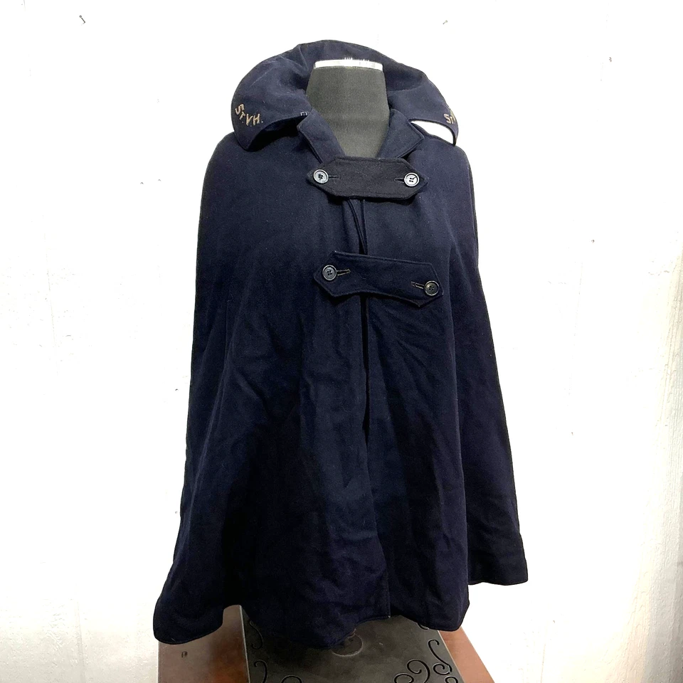 Vtg Bruck's Nurses Cape Coat Womens S/M Wool Navy /Red Lined St.VH Hospital 40s - Image 2 of 4