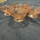 sharon pink depression glass Set Of 4 Bundle Lot Sherbet Dessert Bowls Read