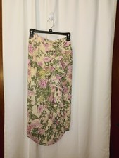 Abercrombie Fitch Romantic Bird Floral Ruffle Front Midi Skirt XS Coquette