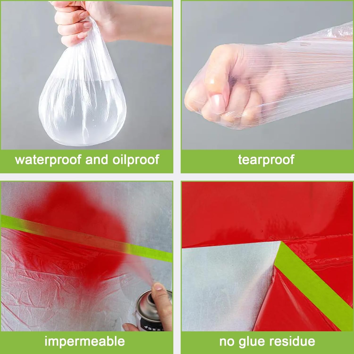 Pre Taped Masking Film Plastic Covering for Painting Projects