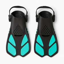 Adjustable Short Swim Fins for Snorkeling & Diving – Teal/Black