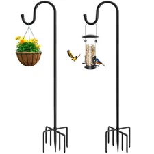 ANIDEER 72 Shepherds Hooks for Outdoor, Heavy Duty Bird Feeder Pole with 7 Ba...