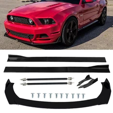 For Ford Mustang GT Shelby GT350 Front Bumper Lip Spoiler Splitter Glossy Black
