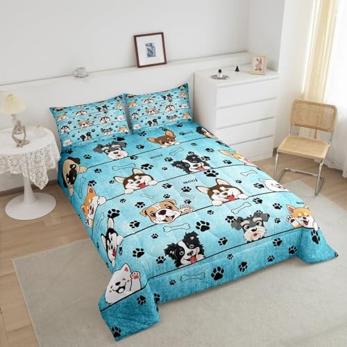 Cute Dog Comforter Set for Kids Room Decor Cartoon Puppy Pet Twin Cute Dog 01 - Picture 4 of 7