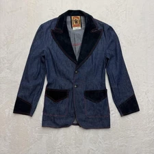 Vintage El Toro Bravo Jacket Mens Medium Denim Western Blazer Suede Trim 70s