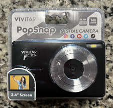 Vivitar VECS124 Popsnap 44MP Digital Camera, Black, 16X Zoom, 1080p, Micro SD