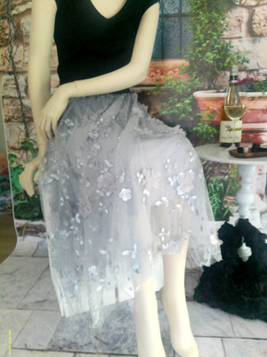Damen Maxi Rock '' Romantik Free Style'', Freizeit/Party/Anlass, silbergrau, Gr. M