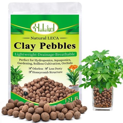 12LB Expanded Clay Pebbles for Potted Plants Organic Lightweitht Clay Leca Ba...