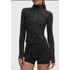 LULULEMON DEFINE JACKET CROPPED NULU HEART SCATTER DOT BLACK 8 NEW