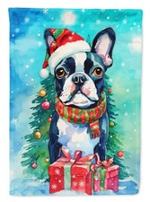 Caroline's Treasures Boston Terrier Christmas House Flag DAC3384CHF
