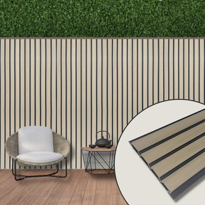 WPC Fassadenverkleidung Komplettbausatz Rhombus Wandverkleidung sandbeige