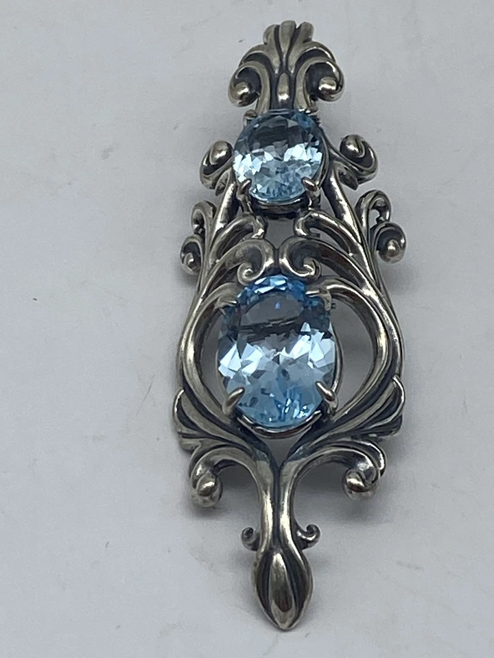 Colgante potenciador de rollo de topacio azul con dos topacio de plata de ley Carolyn Pollack 15,1 g Foto 2 de 4