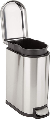 D-Shaped Small Trash Can with Soft-Close Step Pedal, Removable Inner Bucket, Car