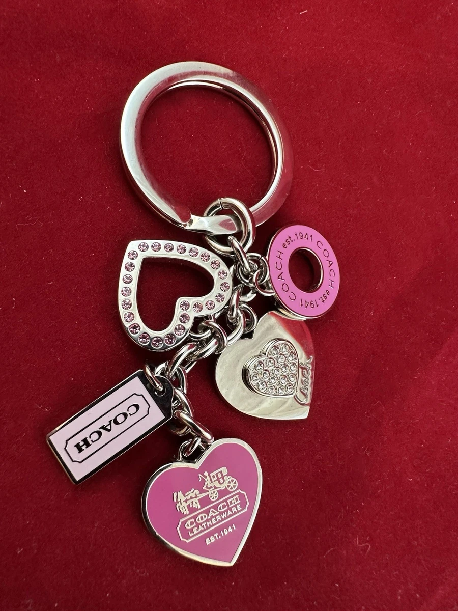 未使用✨COACH Heart Studded Bag Charm Coach Stardust Studs Red Heart Bag Charm/Keychain | eBay