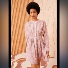 Ulla Johnson Jude Pink Cotton Silk Shirt Dress Size 4 Pink Paisley Print Voile