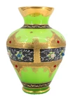 14" Vintage Venetian Murano Tre Fuochi Glass Vase 24K Gold Jeweled ~ Italy