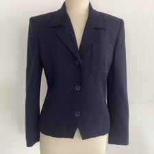 Vintage 90  s Or 80  s Liz Claiborne Collection Navy Blue Wool 3 Button Blazer 4